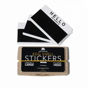 Egg Shell Sticker "Hello My Name Is" Black Blanks Pack - 80pcs