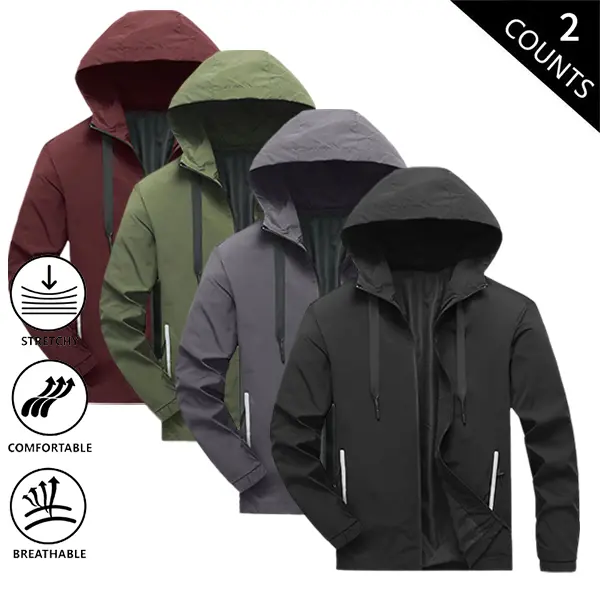 Men's Jacket Spring And Autumn Thin Hooded Casual Sports Coat Loose Fit