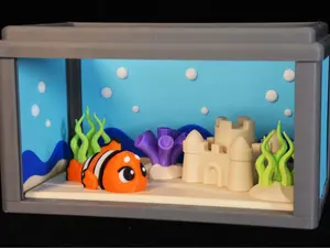 3D Print - Flexi Clown Fish with Aquarium and Sandcastle Clicker