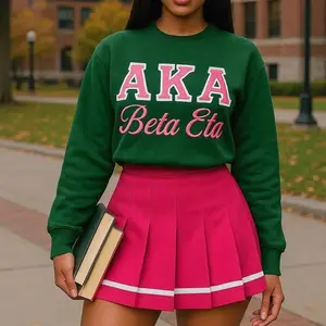 Alpha Kappa Alpha Sorority Sweatshirt – Pink and Green Custom Chapter Crewneck for Sorors, HBCU Greek Apparel, AKA Gift Idea, Cotton Fabric