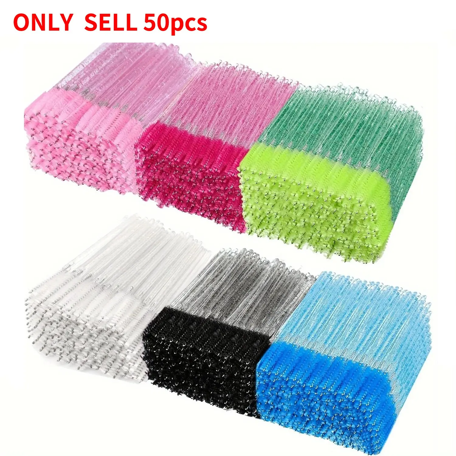 50pcs Disposable Eyelash Brushes, One-Use Mascara Brush Heads, Makeup & Beauty Tools, Perfect for Lash Extensions, Ca Prop 65 Compliant, Cosmetic Brush