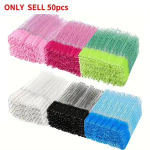 50pcs Disposable Eyelash Brushes, One-Use Mascara Brush Heads, Makeup & Beauty Tools, Perfect for Lash Extensions, Ca Prop 65 Compliant