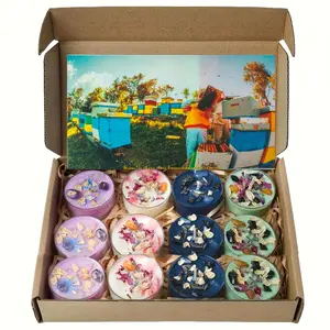 12-piece set of crystal tea candles with 4 scents, soy wax aromatherapy candles, handmade crystal dried flower decorations, home fragrance, great gift. Includes a mix of 4 different scents, suitable as a gift for any candle lover decor