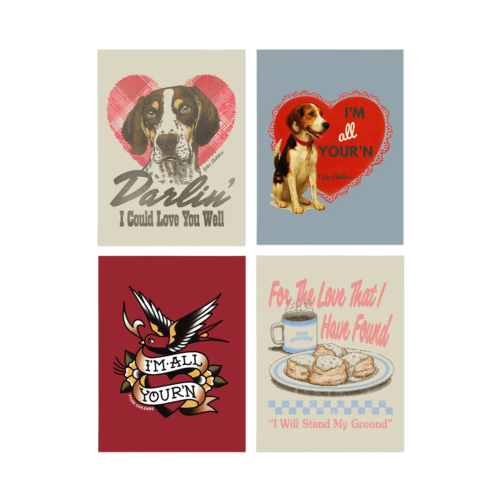 Valentine's Day Card Set, Office Stationery with 2 of Each Design for Gifting, Two Of Each Design