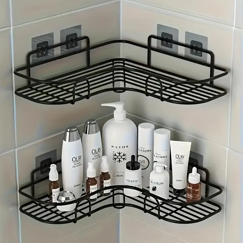 Corner Shower Rack, Wall Mounted Corner Storage Rack, Punch Free Bathroom Corner Shelf, Kitchen Corner Rack, Home Organizer
