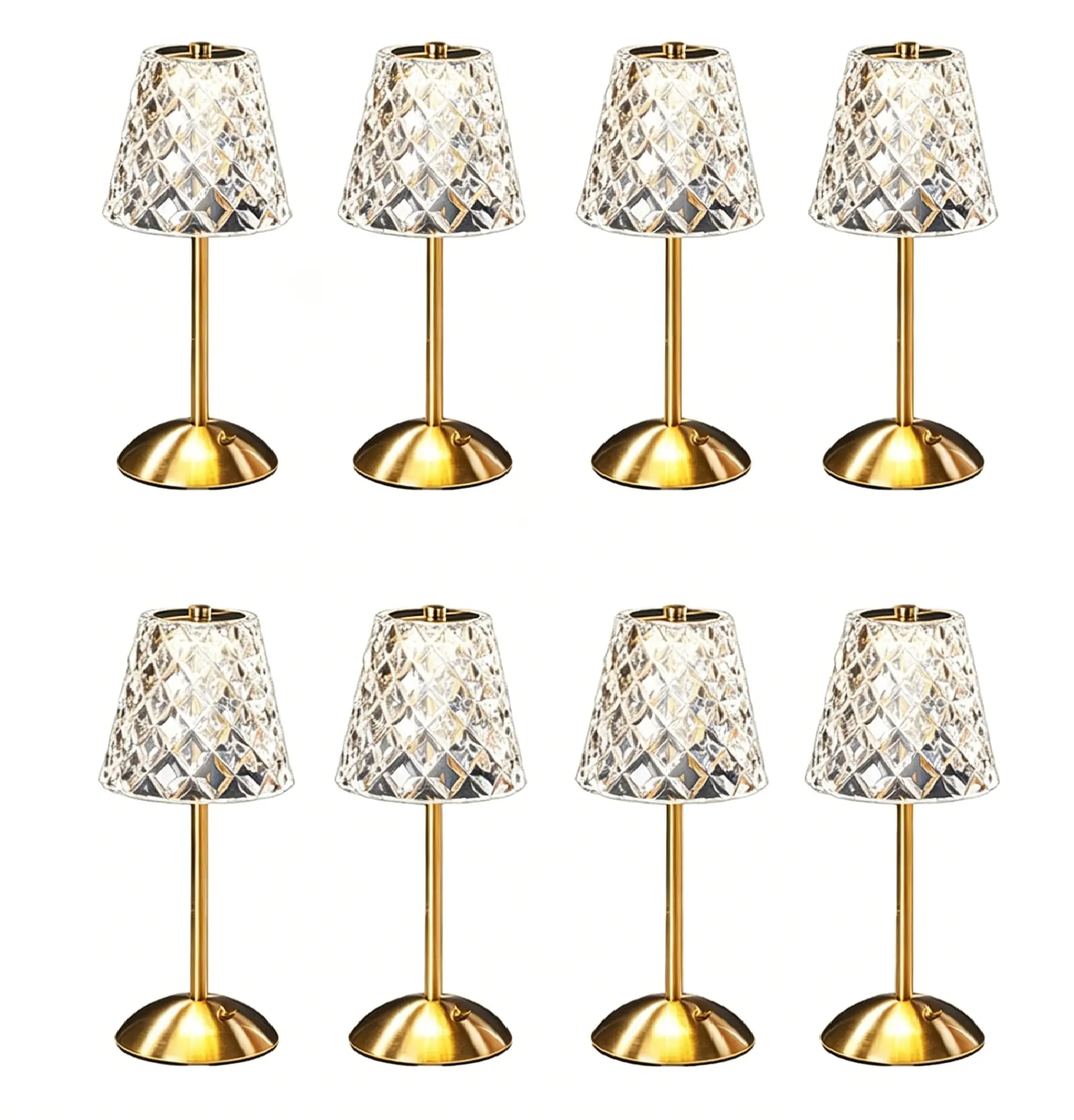 Rechargeable Cordless Table Lamp, Touch Control Crystal Desk Lamp ,3 Color Dimmable LED Small Lamp for Bedroom Bedside Restaurant Kitchen Home Decor
