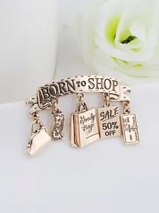 Women's Cute Money Bag Letter Tag Brooch Pin Clip, 1pc Born to Shop Design, Ideal Accessory for Women, Fashionable Jewelry Addition