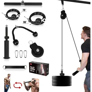 Fitness LAT and Lift Pulley System, Dual  Machine(70'' and 90'') with Upgraded Loading Pin for Triceps Pull Down, Biceps Curl, , Forearm, -Home Gym Equipment()