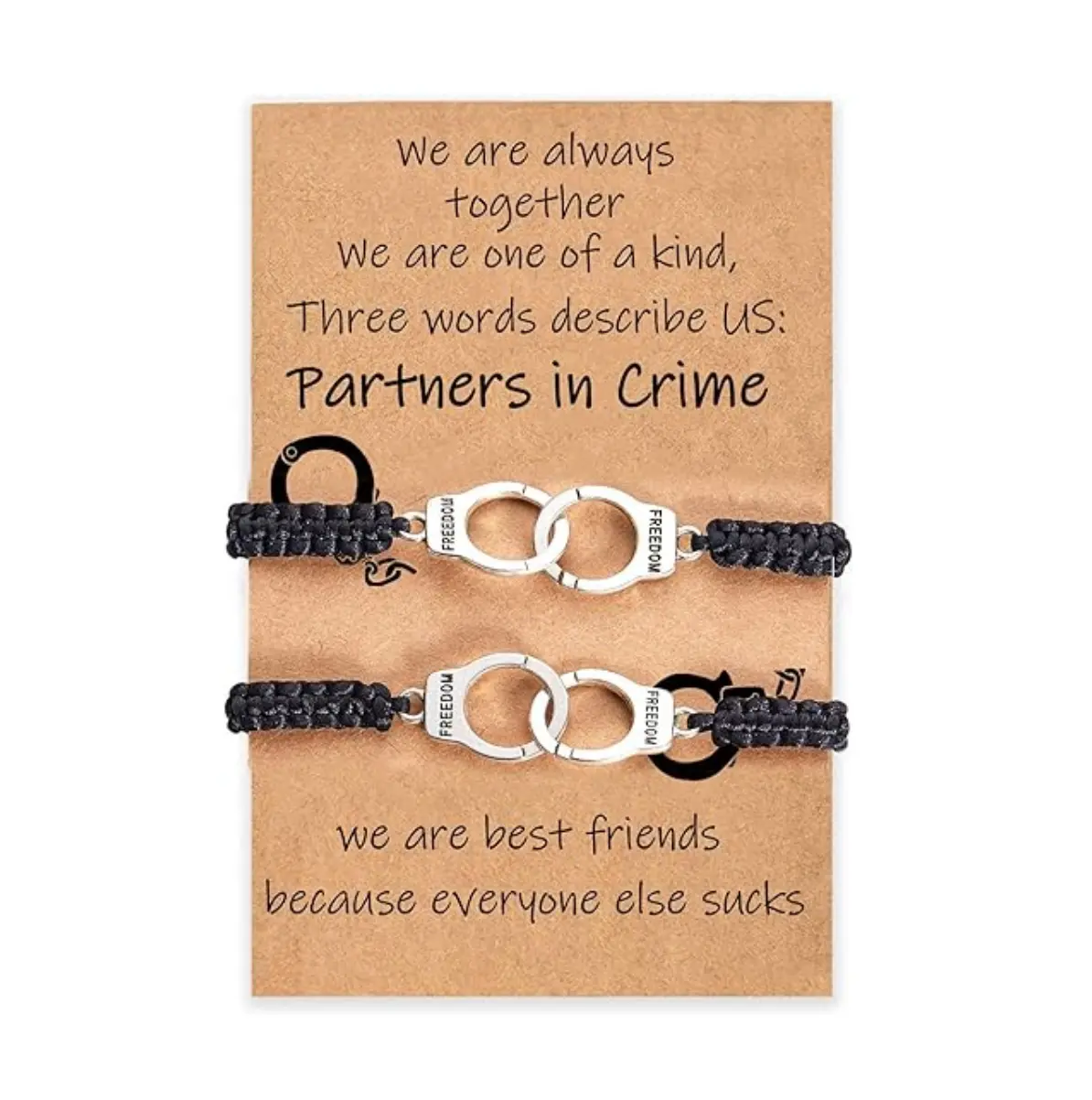 Women's 2-PCS Matching Handcuff Friendship Bracelets, Unique BFF Happy Birthday Holiday Gifts with Elegant Gift Box