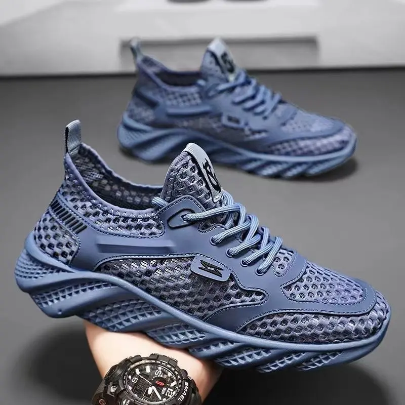 Summer men's new mesh breathable casual shoes hollow comfortable men's shoes mesh shoes non-slip soft-soled sports driving shoes.