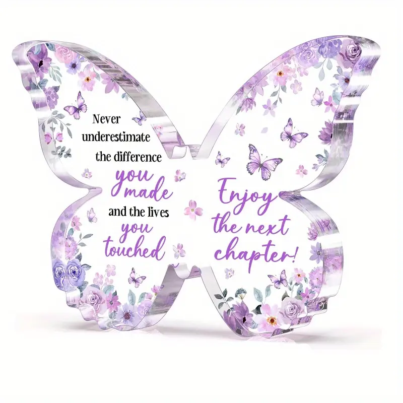 Farewell Gifts for Coworkers Butterfly Acrylic Personalized Plaque Decor, New Job Goodbye Going Away Appreciation Leaving Retirement Gifts, Decorative Plaque, Acrylic Desktop Plaque
