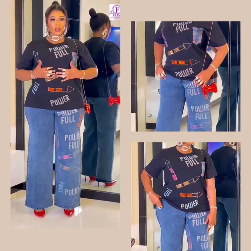 Unique Turkey 2 PCS Set of Jeans and Top - Long Jeans, Stretchy, and Comfortable for Cool Weather, Fits Casual Trouser Suits - Skirt Clothes Womenswear Bottom Matching Outfit Pants