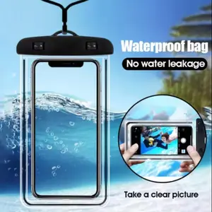 Waterproof Phone Case Touchscreen Compatible, Self-Sealing Sealed Bag for Swimming Beach Diving Photography Drifting, Transparent Waterproof Cover