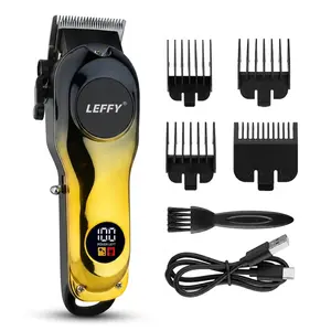 LEFFY Single Professional Cordless Hair Clipper for Men, LCD Digital Power Display Type-C Fast Rechargeable Hair Cutting Machine, Sharp Titanium Blade with 8 Limit Combs Barber Cape Comb, Perfect Father's Day Birthday Gift for Dad Husband Boyfriend