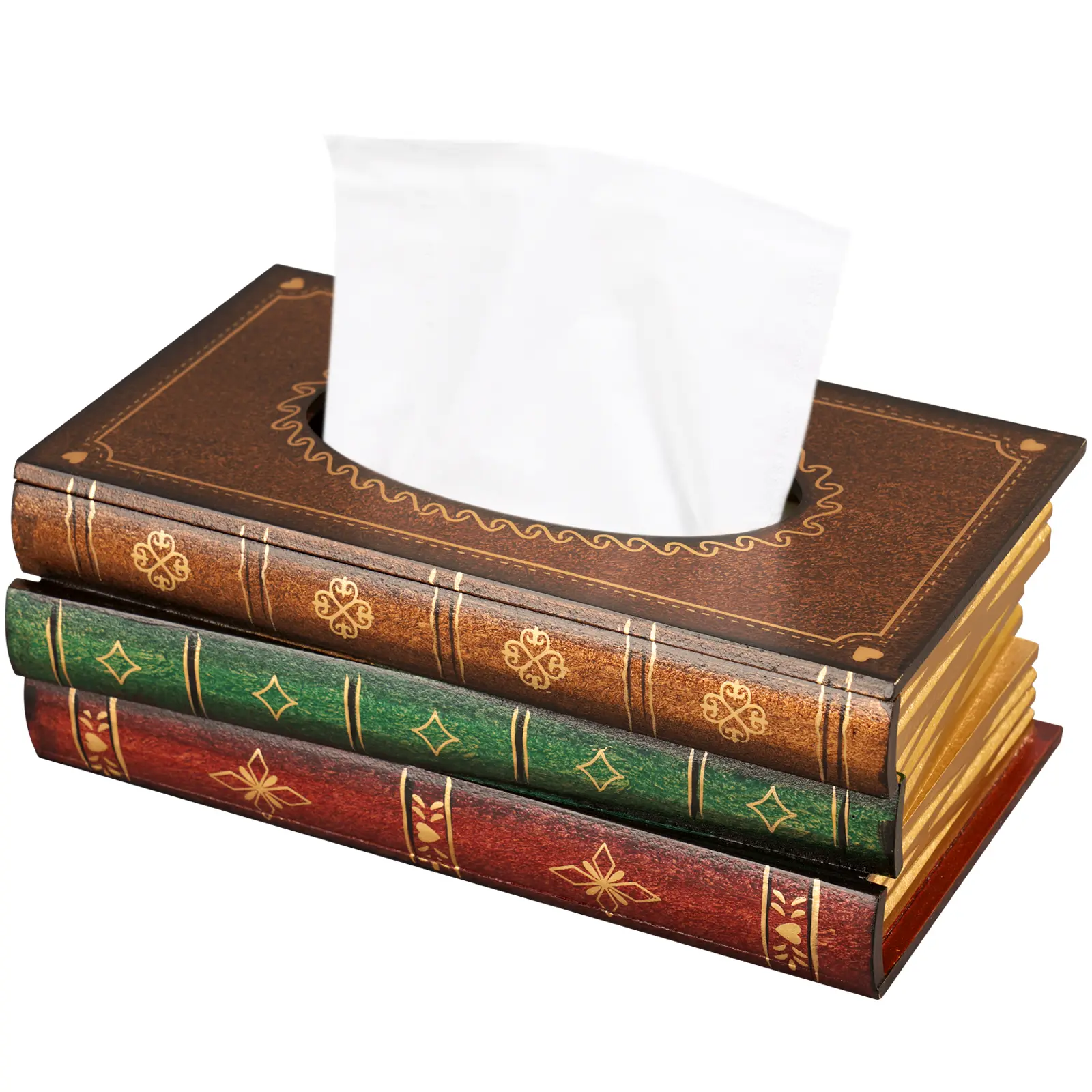 NiHome Rectangular Rustic Wood Tissue Box Cover - Brown Top, Multipurpose Organizer for Home Bathroom, Nightstand, Books Storage, Graduation Gift, Practical, Decorative, Durable Home Supplies