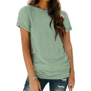 Women's Soft Basic Short Sleeve T-Shirt, Round Neck Top Casual Tee for Spring Summer Everyday Wear