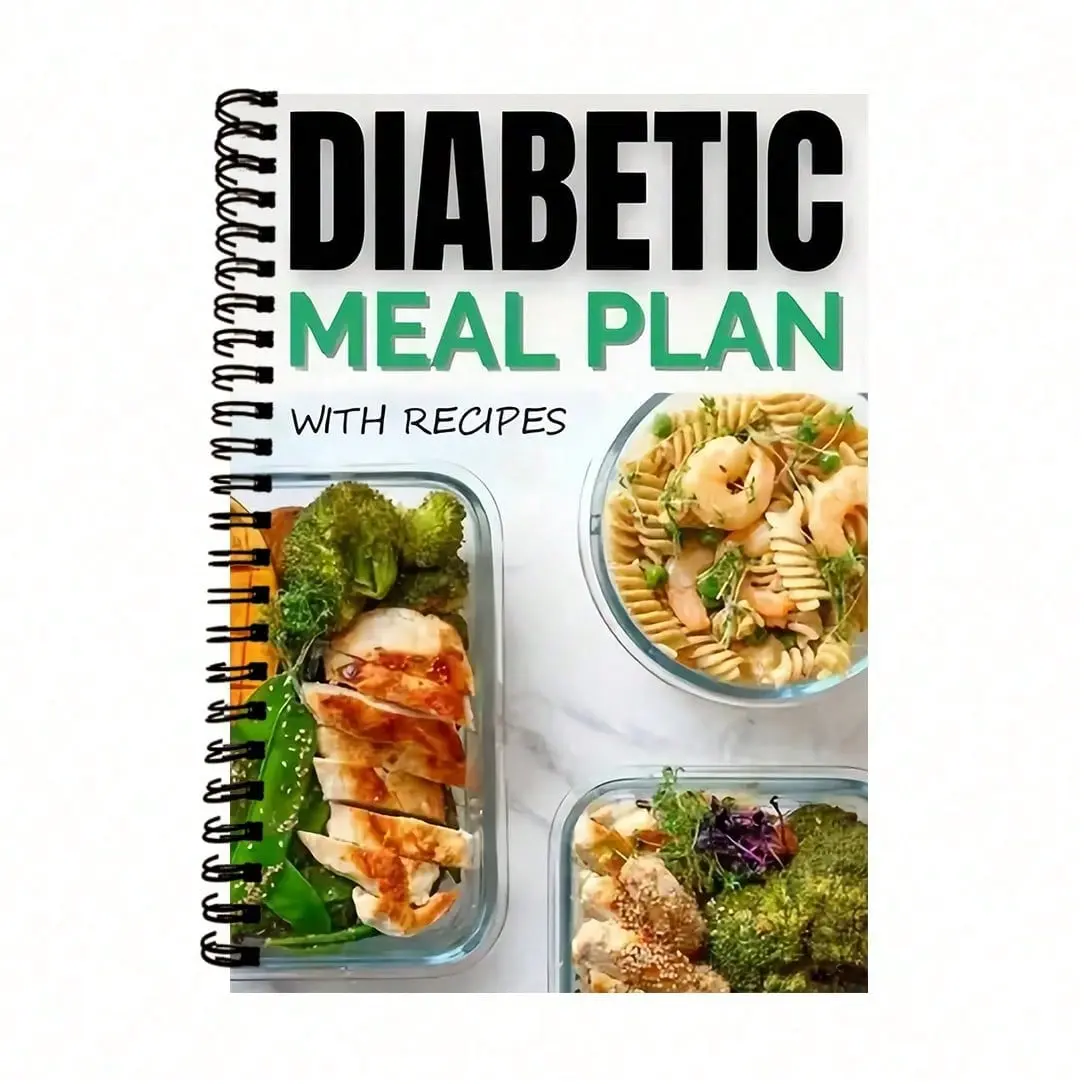 Diabetes Meal Plan Cookbook Alternative, Spiral Bound Meal Planner Notebook Planner Recipe Organizer, Menu Planner, Gluten-Free Vegan, 5.5x8.3 Inches, Ideal Gift for Diabetics