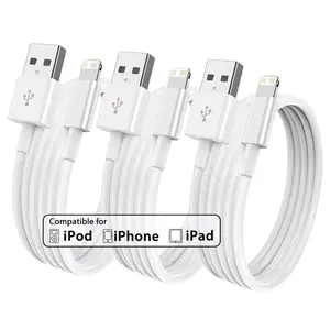 3pcs USB to Lightning Charging Cable, Fast Charge Line Compatible with Smartphone iPhone 14 13 12 11 Pro Max XR XS X 8 7 6 Plus Se & iPad