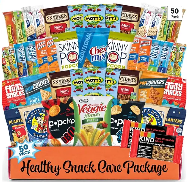 Healthy Snacks Variety Pack for Adults, Kids & Teens (50 Count) | Healthy Snacks with Chips, Cookies & Granola Bars for the Office, Birthdays, Travel & Snack Care Package for College Students