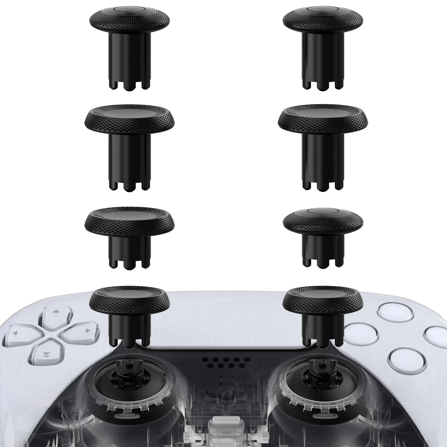 eXtremeRate ThumbsGear V3 Version Interchangeable Ergonomic Analog Joysticks, 4-Height Adjustable Convex&Concave Replacements, 3 Concave Widened Caps, 2 Plastic Bases, Multiple Caps for PS5/PS4 Controllers, Console Accessories, Game Console Accessories, P