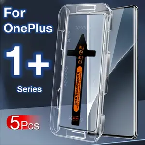 5 Pack Tempered Glass Screen Protector Cellphone Accessories for Oneplus 1+ 8 9 10 11 12 12r 13 Ace2 Ace3, Curved Edge Auto-Positioning, Easy Install, Installation, Protection, Automatic