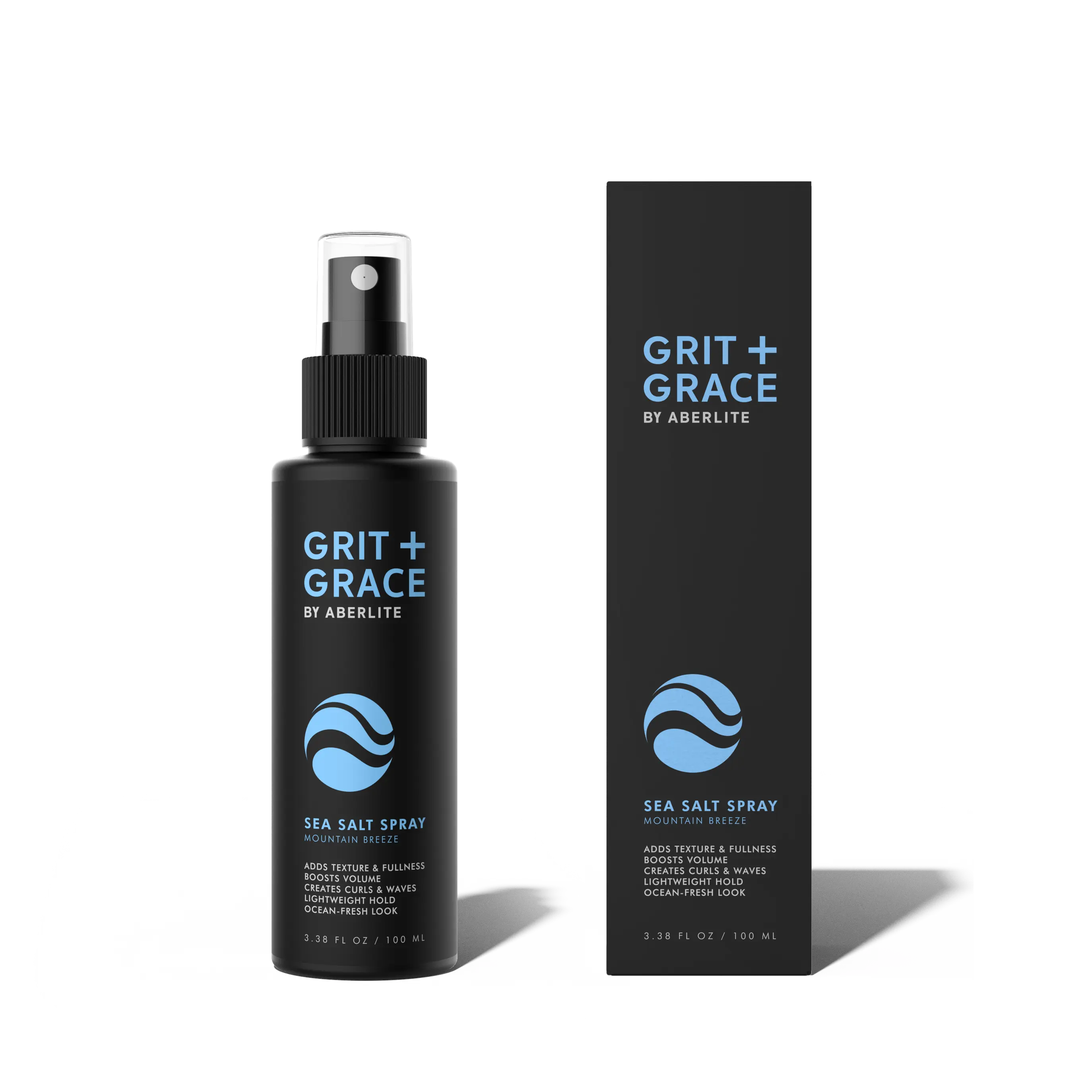 Aberlite Grit+Grace Sea Salt Spray for Men & Women Beach Look - Hair Texture Styling Product for Beach Waves - Curly & Wavy Hair Texture Spray