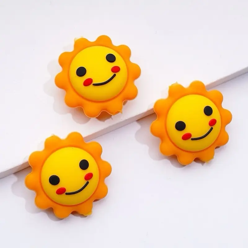Coastal Beads DIY 1pc Smiley Sun 2D Silicone Focal Bead for DIY Jewelry Making
