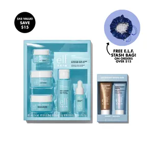 e.l.f.ing On-the-Go 7-Piece Travel Set - Holy Hydration! Skincare Mini Kit & Hottest Drops Duo for Hydrating & Brightening Skin Care