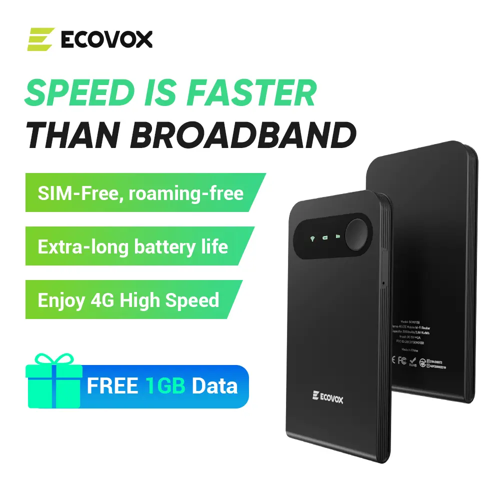 Mini Portable Wireless WiFi Cellular Hotspot Router, Sim-Free High-Speed International Device with Global Coverage (150+ Countries), Includes Free 1GB Travel Data