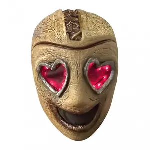 Scary Heart Eyes Latex Mask, Creepy Smiling Full Face Mask with Red Gem & Plain Styles, Halloween Cosplay Costume for Parties & Events outdoorfun