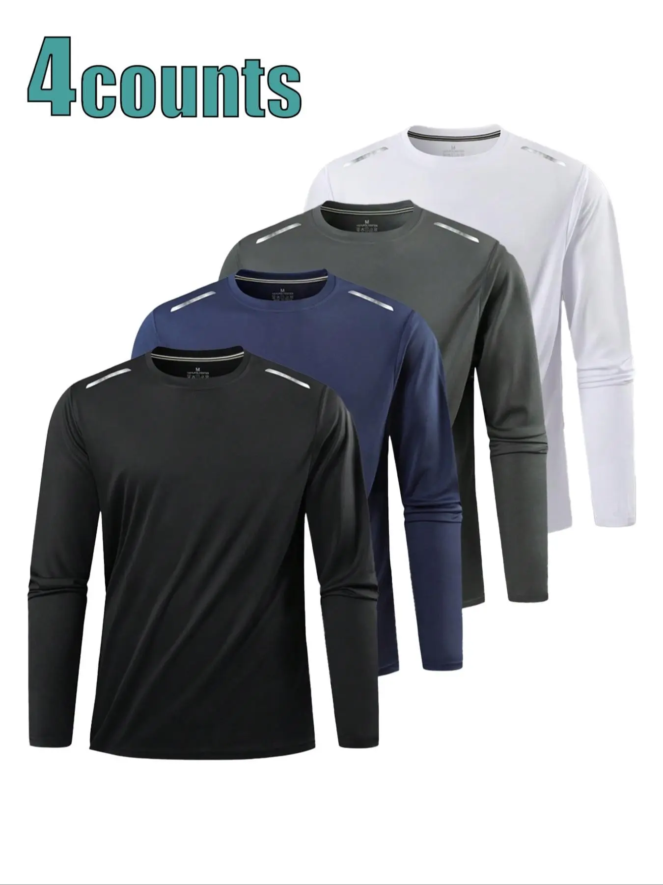 4 Pack Ice Silk Long Sleeve T-Shirts, Fitness Workout Shirt, Thin Quick-Dry Running Breathable Sports Tops, Lightweight Activewear Breathable Workout Tops for Men & Women, Breathable Athletic Top