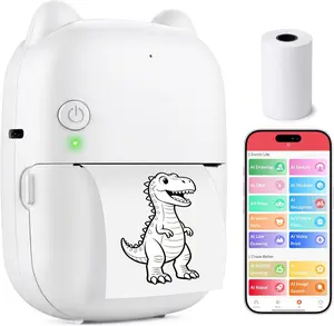 Smart AI Voice Printer with App, Mini Inkless Portable Printer with 1 Roll Paper AI Creative Printing for Kids’ Gifts, DIY Crafts, Study Notes, Pictures & Lists, Ideal for Home, School & Office Organization