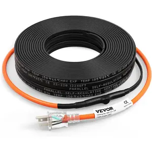 TikTokShopBlackFridayVEVOR Self-Regulating Pipe Heating Cable, 120-feet 5W/ft Heat Tape for Pipes Freeze Protection, Protects PVC Hose, Metal and Plastic Pipe from Freezing, 120V