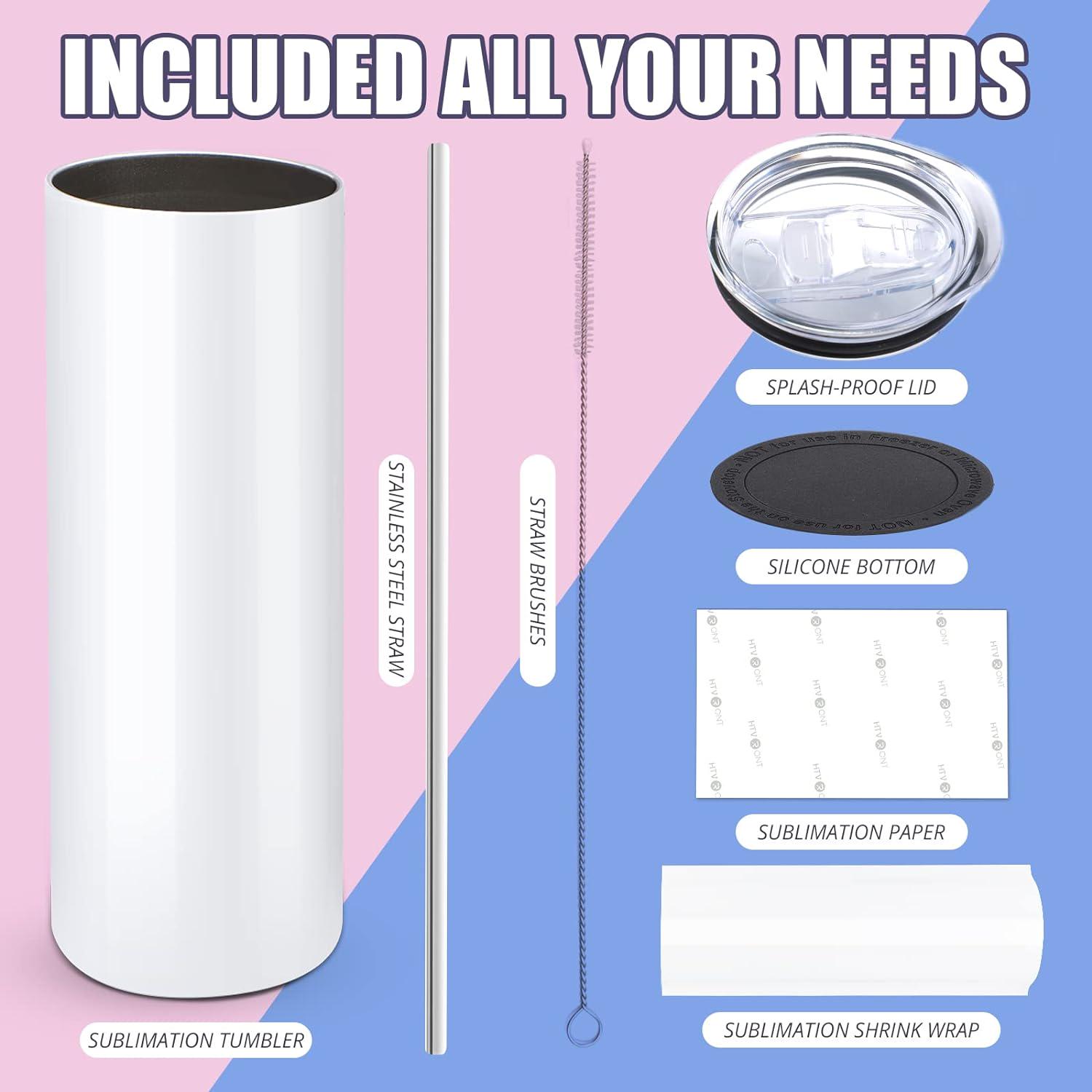 HTVRONT 8 Pack 20 OZ Sublimation Tumbler Blanks Skinny Straight in Bulk, Stainless Steel Insulated Sublimation Tumbler HTVRONT 8 Pack 20 OZ Sublimation Tumbler Blanks Skinny Straight in Bulk, Stainless Steel Insulated Sublimation Tumbler