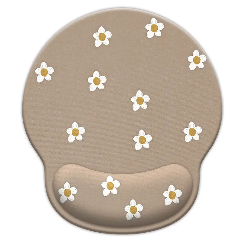 Bohemian Style Wrist Rest Mouse Pad, Cute Flower Pattern, Ergonomic Design, Suitable for Desktop Computers, Office, Gaming, Home, School, Non Slip Mousepad, Desktop Accessory, Made for Gaming, Mouse Pad With Wrist Rest