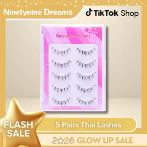 Ninetynine Dreams 5 Pairs Thai Lashes | Lightweight Wispy Natural Strip Lashes, Reusable Beginner Friendly Ultra-Thin Transparent Band Daily False Eyelashes Strips — Perfect For Everyday Daily Makeup Looks