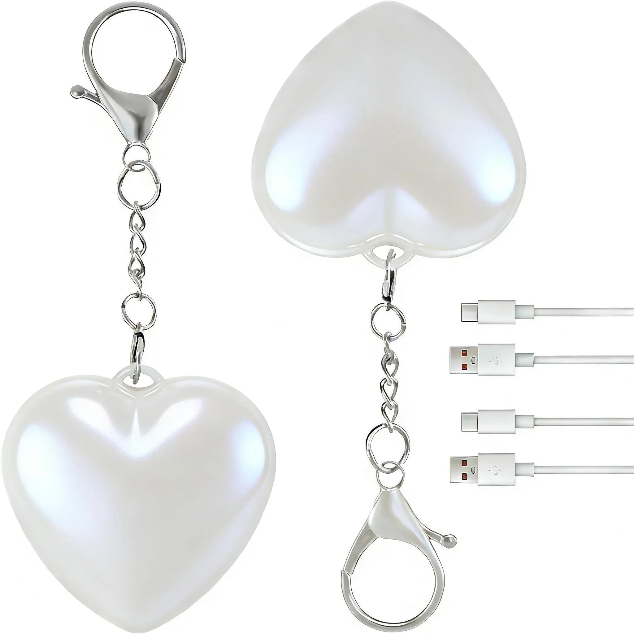 Heart Shape Handbag Charm with Touch Sensing LED Light, Modern USB Rechargeable Plastic Keychain Accessory for Women, Valentine's Day Gift, Lightweight Keychain, Portable Keychain Light