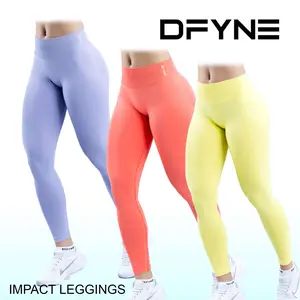 DFYNE Impact Leggings - Butt-Lifting High-Waisted Seamless for Snatched Look Gym Shorts Women's Activewear Nylon Material All Seasons Fitness Summer Bottoms