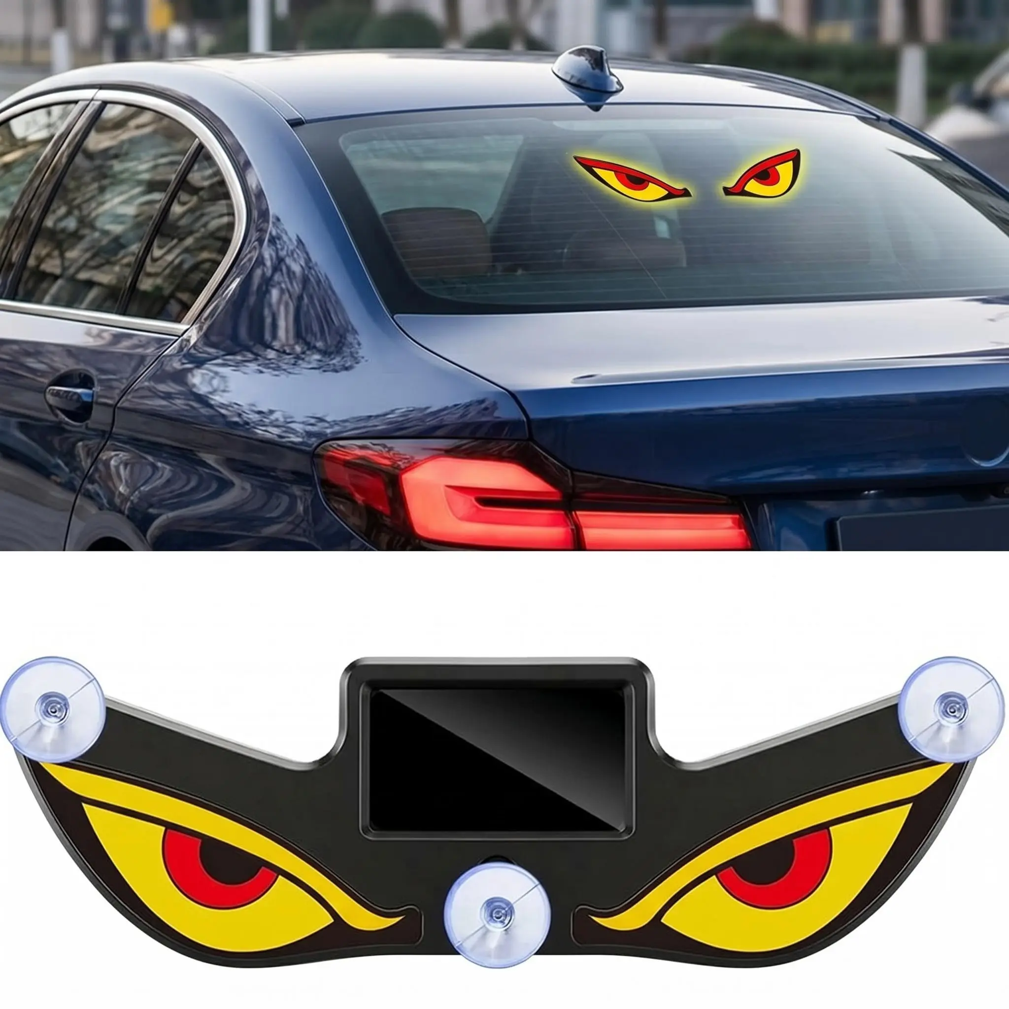 Solar Powered Car Cool Eye Ambient Light — Breathing Neon Decoration Lamp for Side & Rear Windshield, Auto Accessories