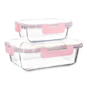 2 Pack Glass Food Storage Containers , Meal Prep , Airtight Bento Boxes with Leak Proof Locking Lids, for Microwave, Oven, Freezer and Dishwasher. Kitchen Utensils