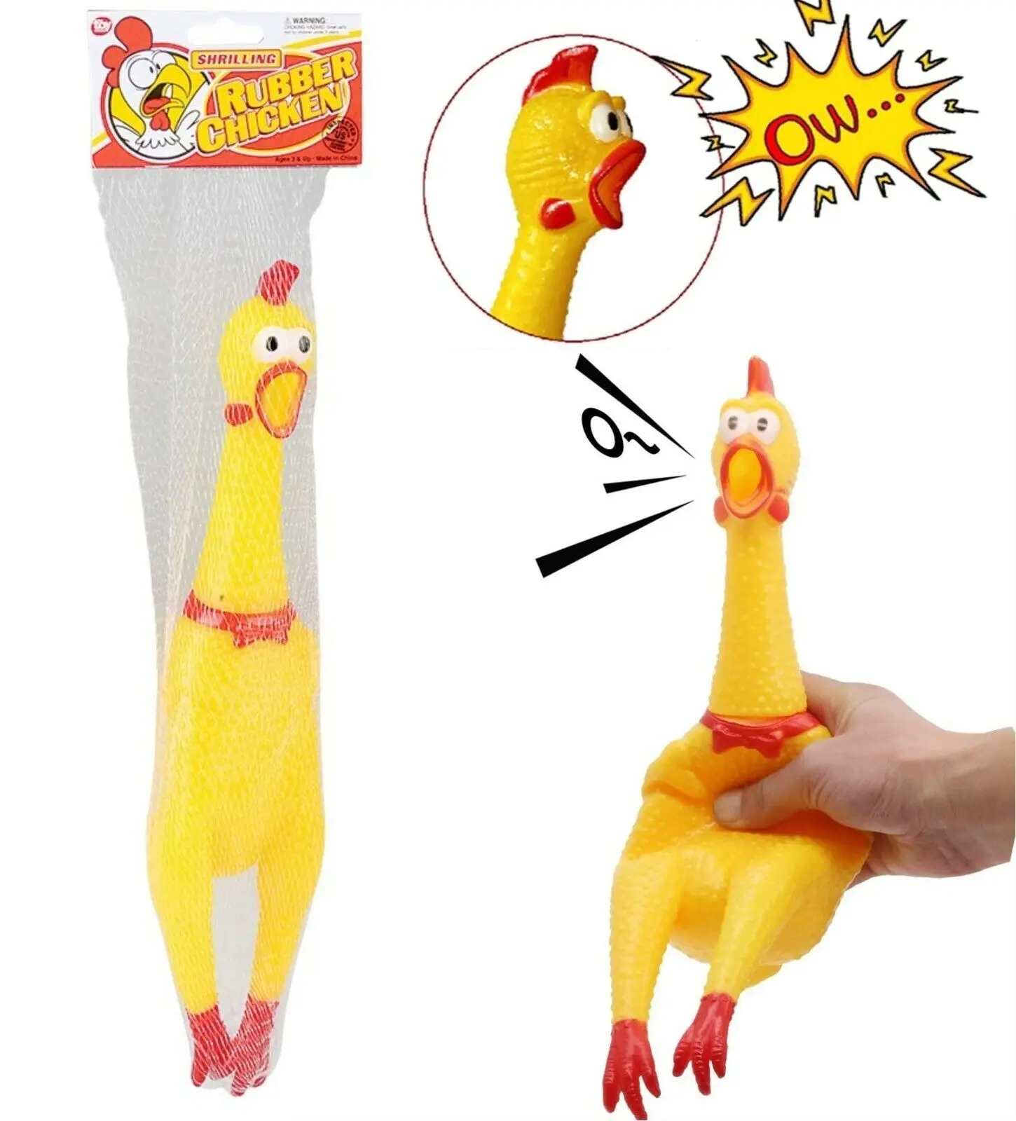 🐔 12" Squeaking Rubber Chicken – Classic Gag Toy & Dog Favorite!