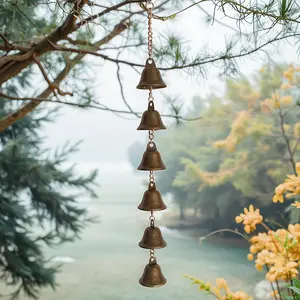 Handmade Metal Wind Chime, Classic Rustic Iron Bell with Decorative Chain, Outdoor Garden Decoration, Thanksgiving Home Decor