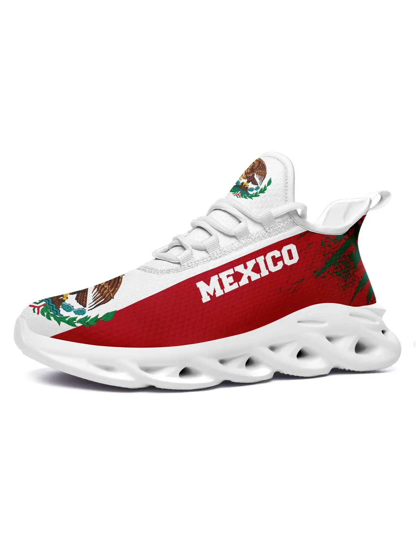 Men's Shoes, Wide Fit Athletic Shoes, Athletic Training Shoes, Running Training Footwear, Mexico Flag Eagle Casual Sport Running Sneakers, Comfort Lightweight Breathable Trainers, Trainer Runner Shoe, Plus Size