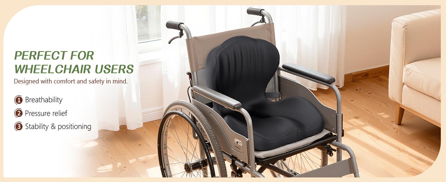 PKBD Memory Foam Seat Cushion with Lumbar Support Pillow Ergonomic Design for Sciatica & Back Pain Relief for Office Chair Car & Gaming Seat Wheelchair