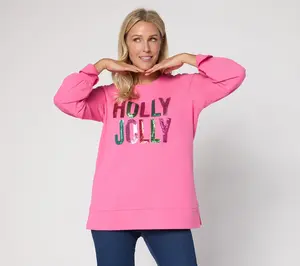 Jingle Belles by Kim Gravel Sequin Holly Jolly Knit Top