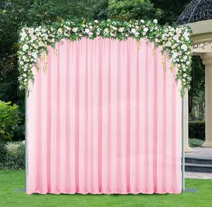 12 ft x 57" Chiffon Event Backdrop Curtain Drape Panel - Pink (1pc)