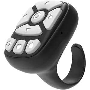 TikTok Scrolling Ring – 8-Button Finger Tip Wireless Remote, with Camera Remote Shutter for iPhone & Android (Black)