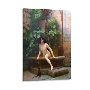 Truth Coming Out of Her Well by Jean-Léon Gérôme Print, Poster Wall Art for Bedroom, Kitchen, Office, Ideal Home Wall Decoration. Poster Canvas Wall Art For Bedroom Decor Bar Office Room Decor Gift