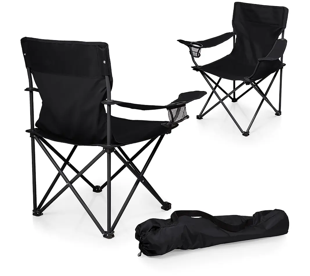 Camp Chair Portable Folding Chair with Long Armrests Mesh Cup Holder Durable Construction & Carrying Bag Supports 300 lbs