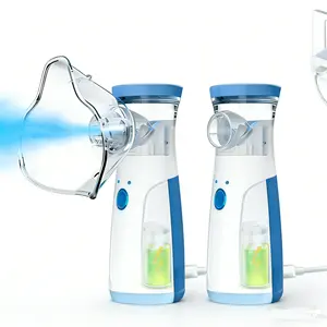 2PCS Portable  with 400mA Lithium Battery for Adults & Kids Adjustable NebulizationRate Mesh Mask for Breathing Problems & FacialHydration No Battery Installation Needed